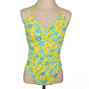 Vintage Lilly Pulitzer Yellow Floral Lion One Piece Swimsuit Womens Sz S/6 Vtg